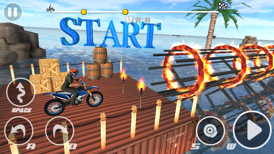 Master the throttle, brake, tilt, and flip controls Game controls interface showing all buttons and inputs